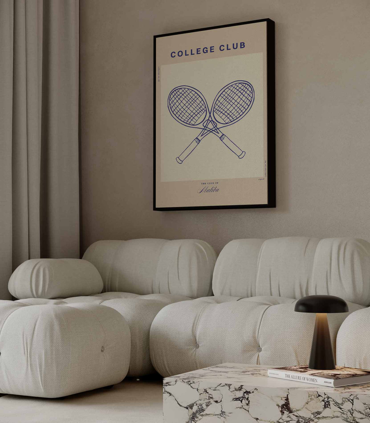 College Club Tennisposter – plexiglas wanddecoratie in portret formaat