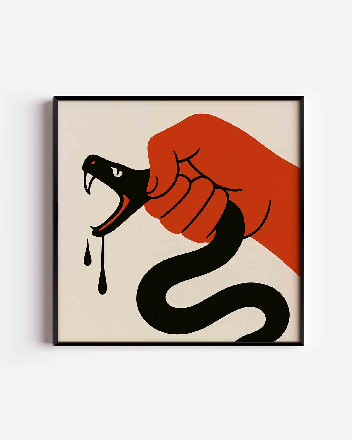 Hand met slang – Pop Art vierkante poster als wanddecoratie
