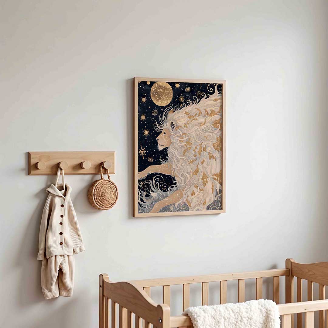 Leeuw met sterren – kinderposter in staand formaat