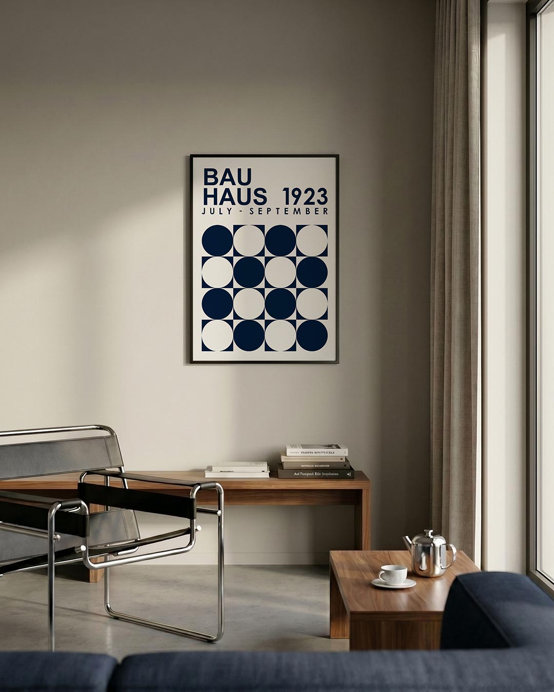 Cirkelpatroon en tekst – staande Bauhaus poster voor aan de muur