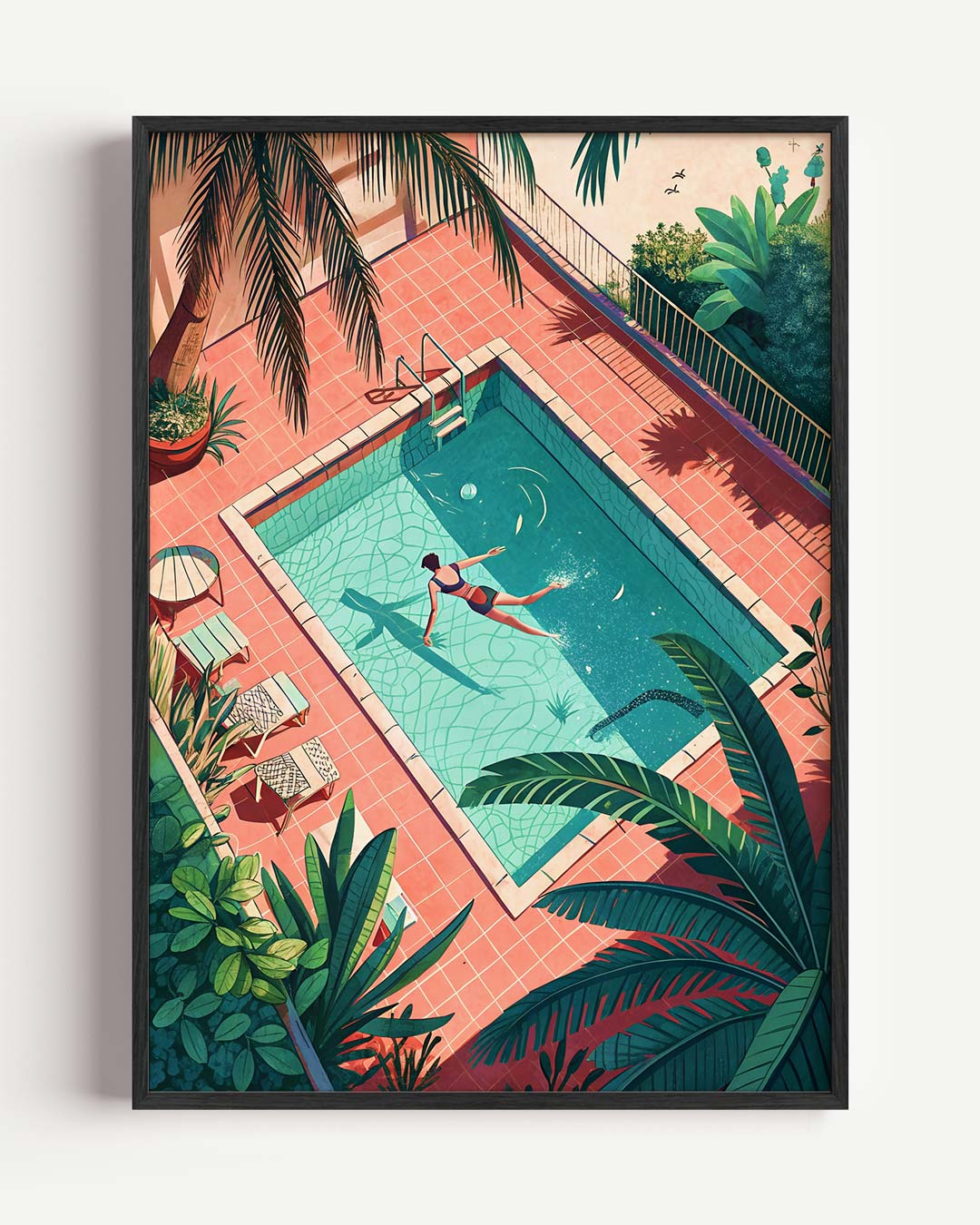 Zwembad Illustratie – zomer portret poster als wanddecoratie