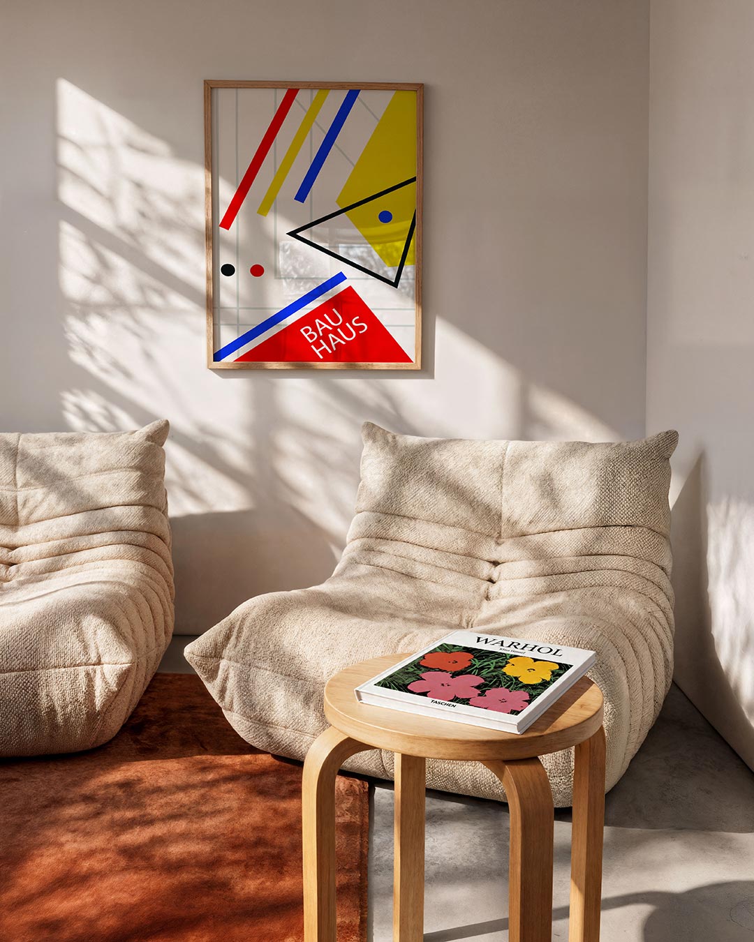 Lijnen en kleurvlakken – geometrische Bauhaus poster in staand formaat
