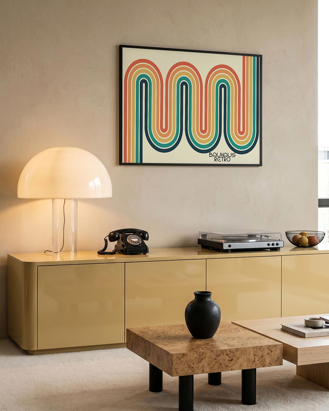 Kleurrijke lijnenspel – moderne Bauhaus wandkunst als poster