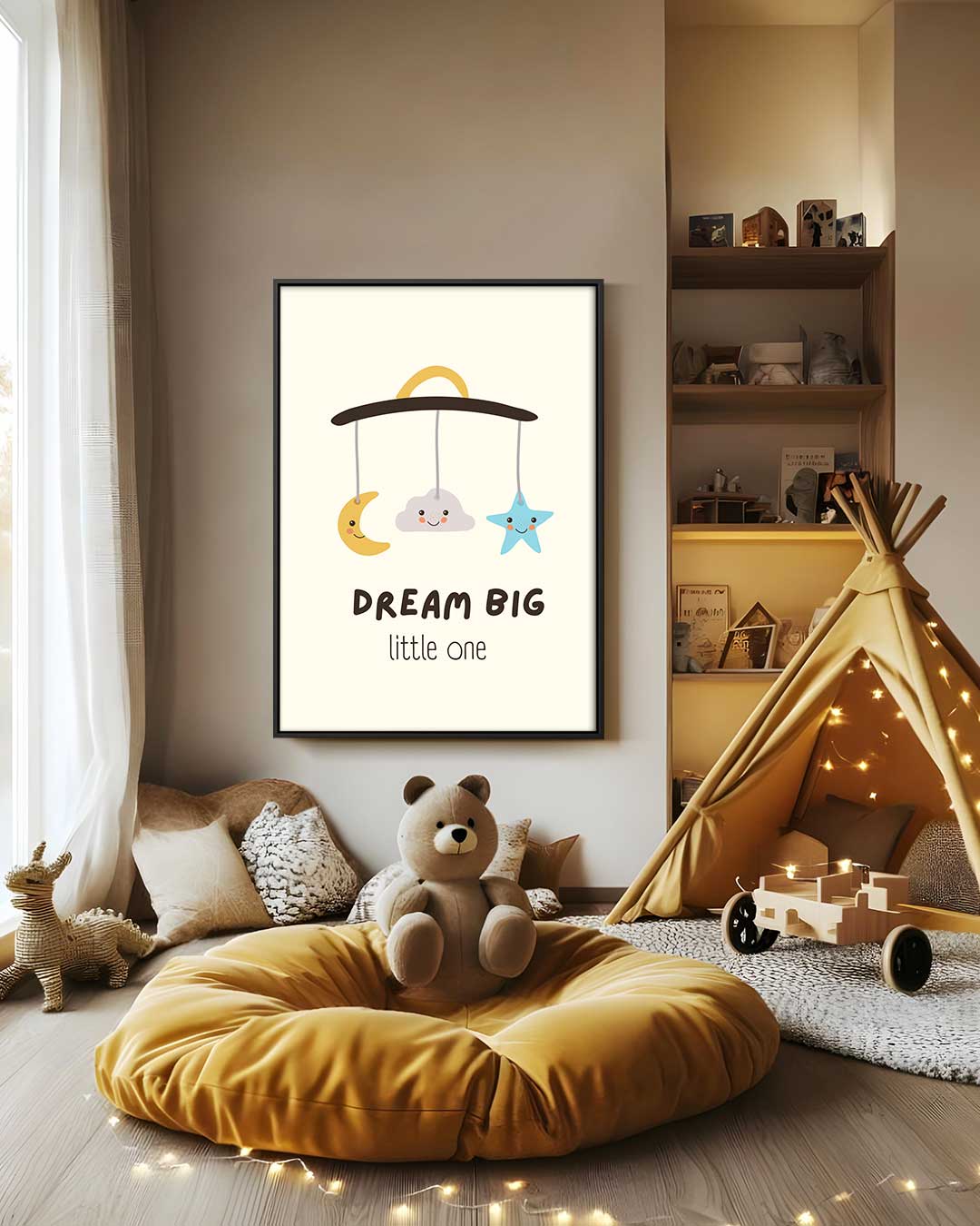 Dromerige Babykamer Poster – modern portret kunstwerk van WallArtistic