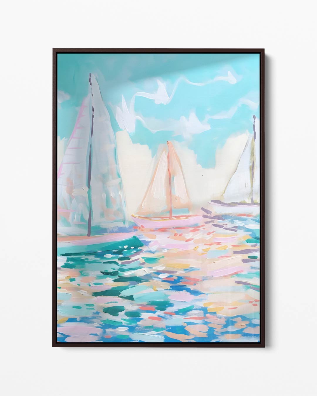 Zonnige Zeilboten op Zee – portret kunstwerk als wanddecoratie