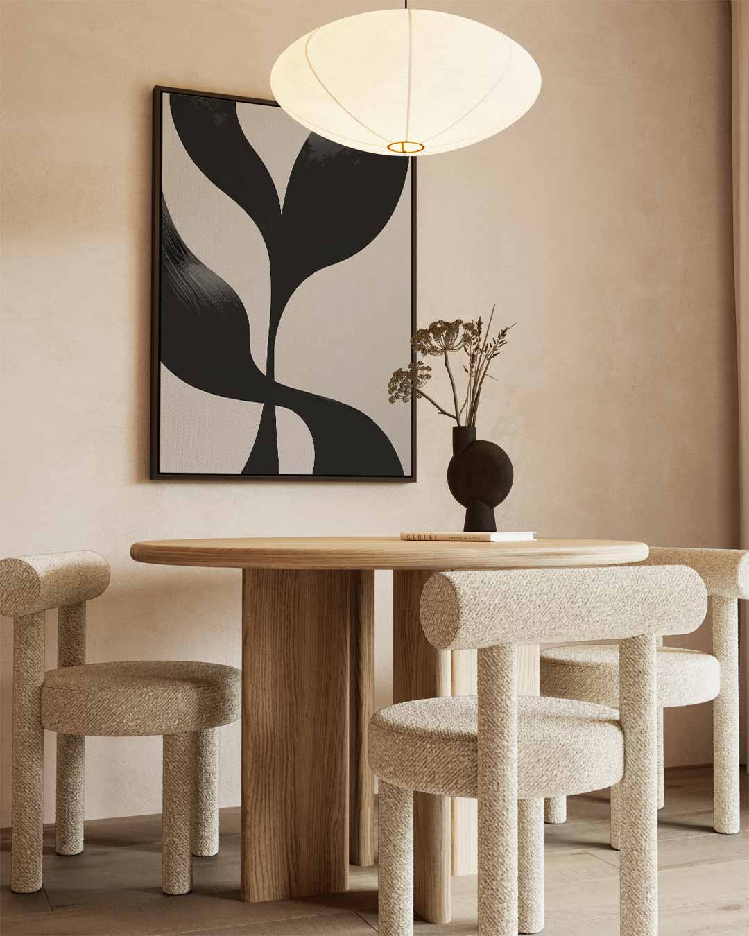Minimalistische Elegantie – kunstwerk met zwarte baklijst