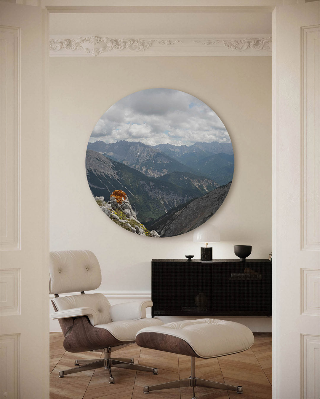 Berglandschap – fotografische muurcirkel voor aan de muur