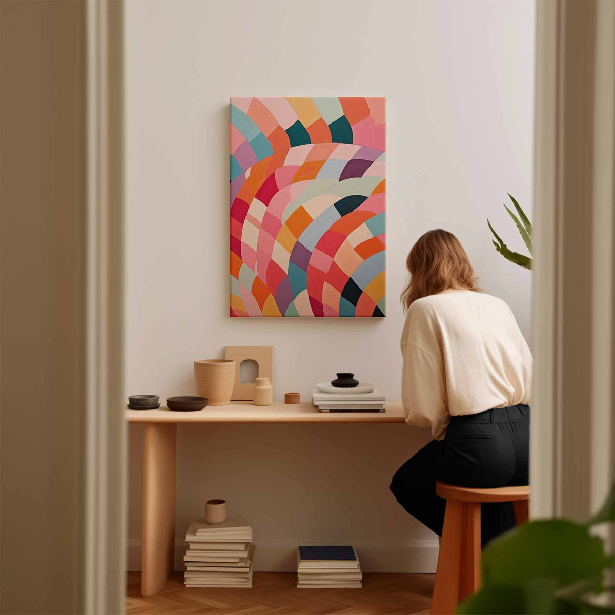 Kleurrijke Abstracte Harmonie – plexiglas wanddecoratie in portret formaat