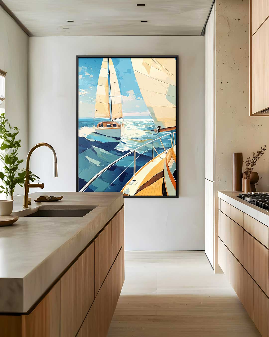 Zeilavontuur op Zee – canvas wanddecoratie in portret formaat