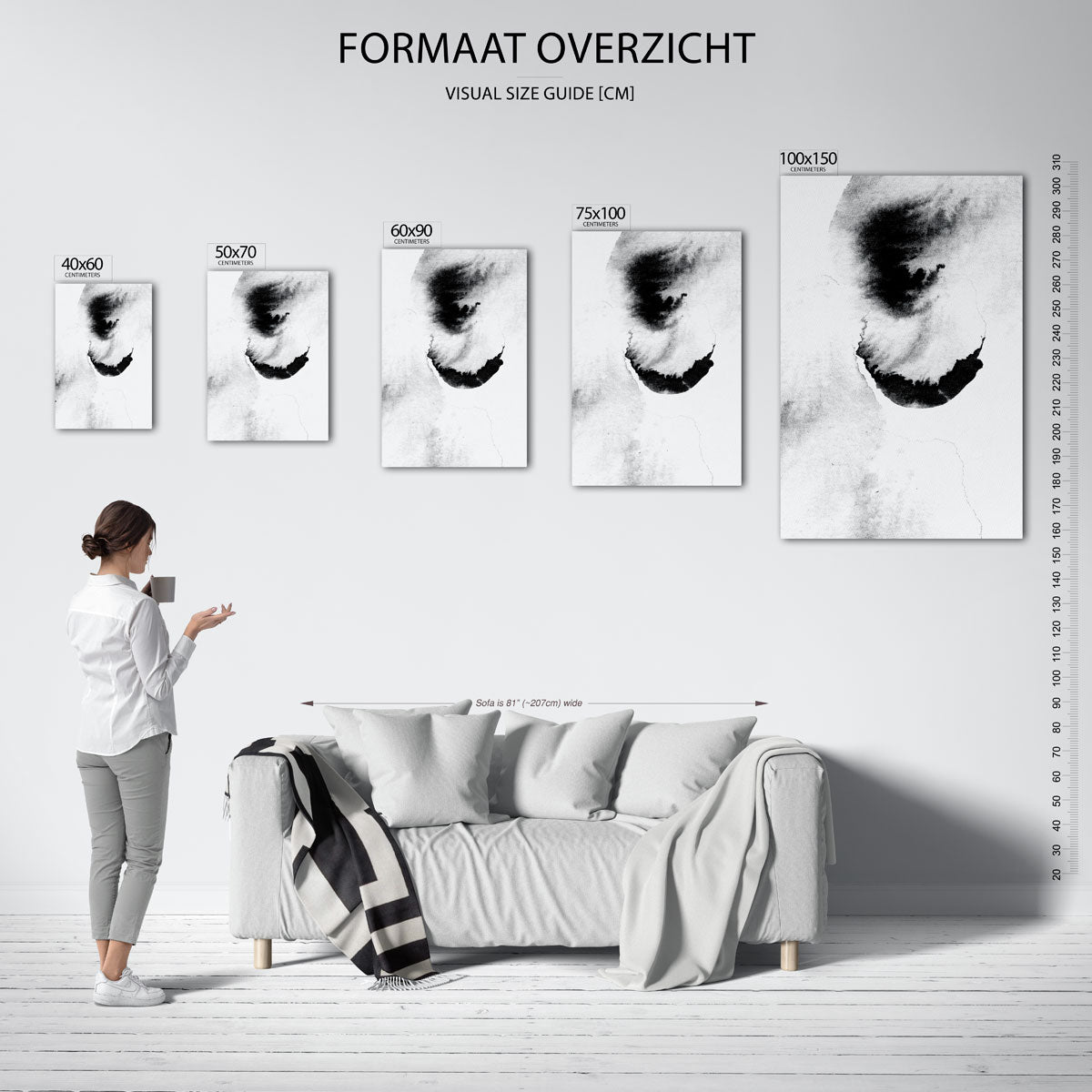 Dynamische vormen – staand wanddecoratie kunstwerk