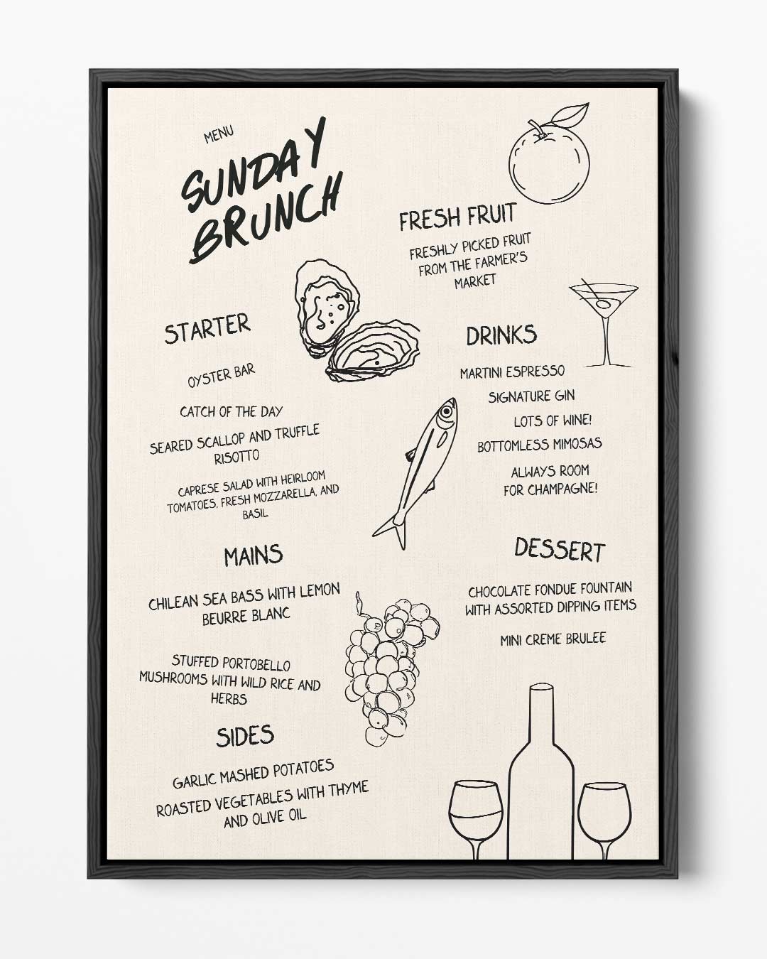 Zonnige Zondag Brunch Illustratie – portret kunstwerk als wanddecoratie