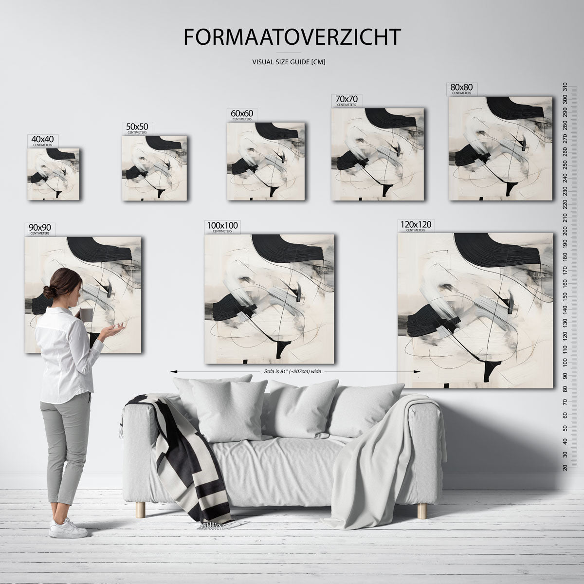 Abstracte lijnen – vierkante muurposter met zachte abstracte vormen