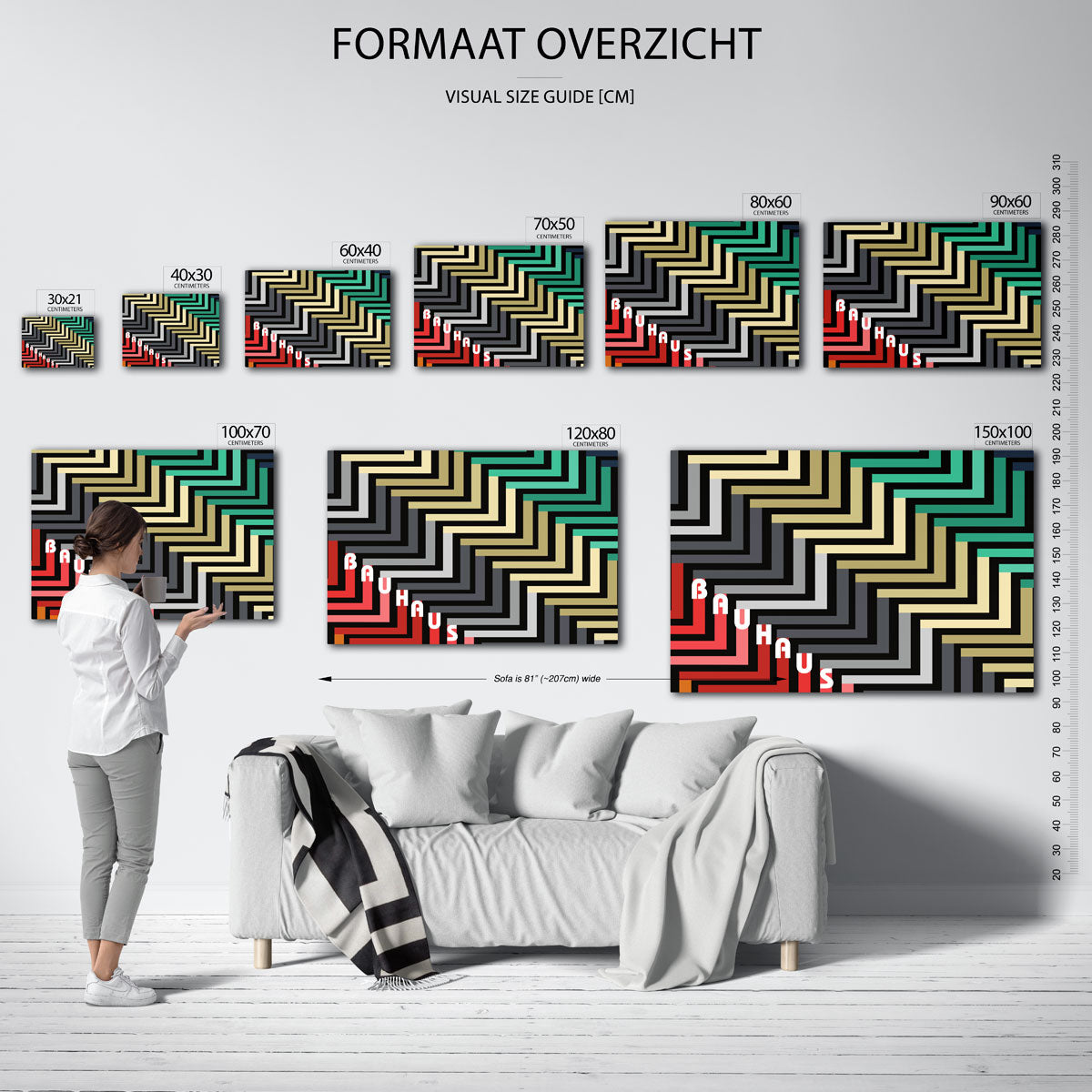 Vormritme en kleur – geometrische poster in Bauhaus-stijl van WallArtistic