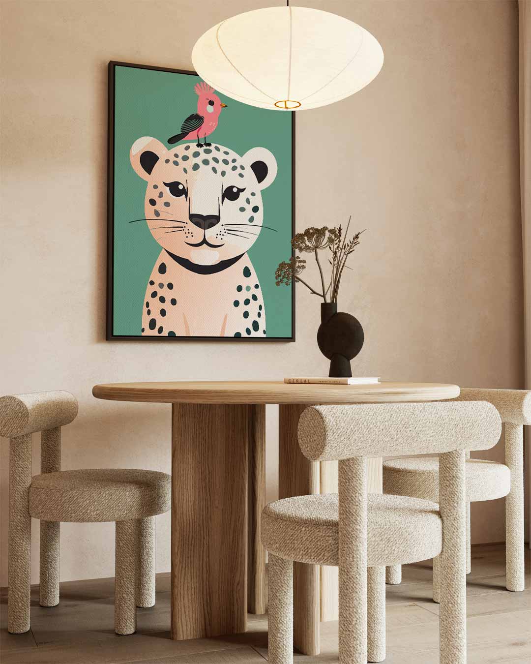 Vrolijke Vrienden in de Jungle – staand kunstwerk voor modern interieur