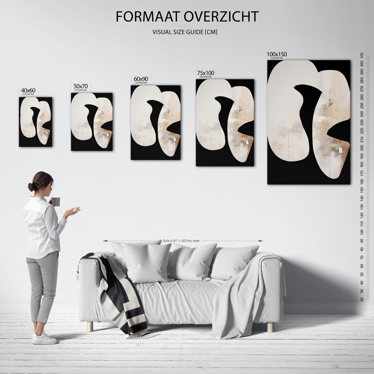 Organische vormen compositie – staande wanddecoratie van WallArtistic