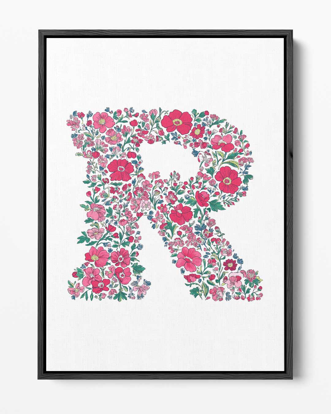 Bloemenletter R – portret kunstwerk als wanddecoratie