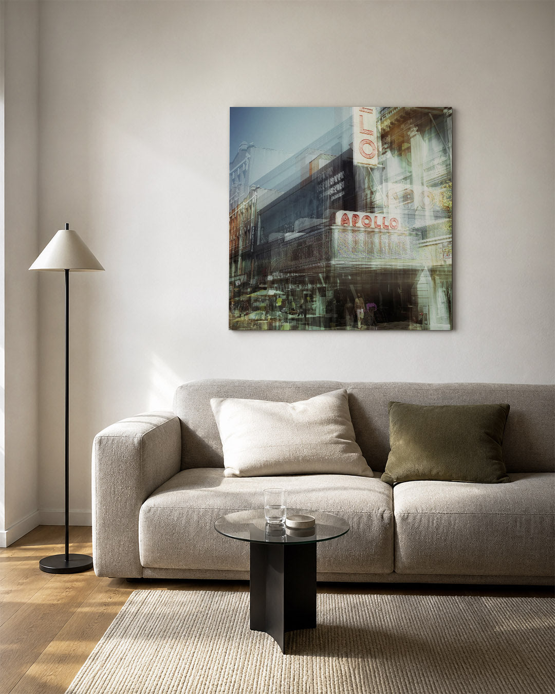 Stedelijke gelaagdheid kunstwerk – vierkante wanddecoratie – deze kunstwerk toont een complexe compositie van stedelijke