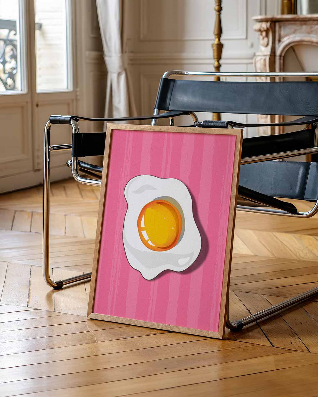 Vrolijke Gebakken Ei – zomerse wandkunst als portret poster