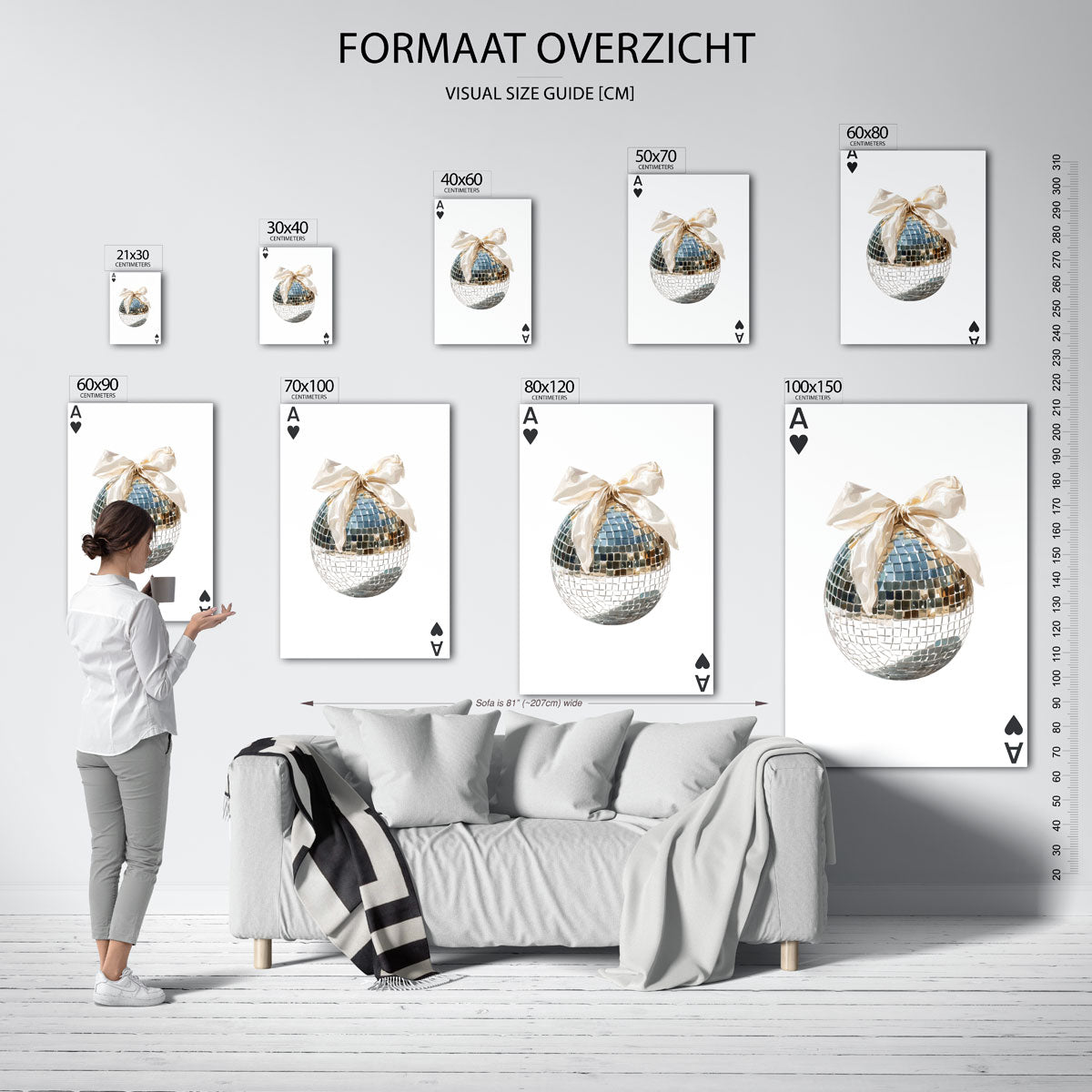 Spiegelbol met strik – staande muurposter in Pop Art stijl