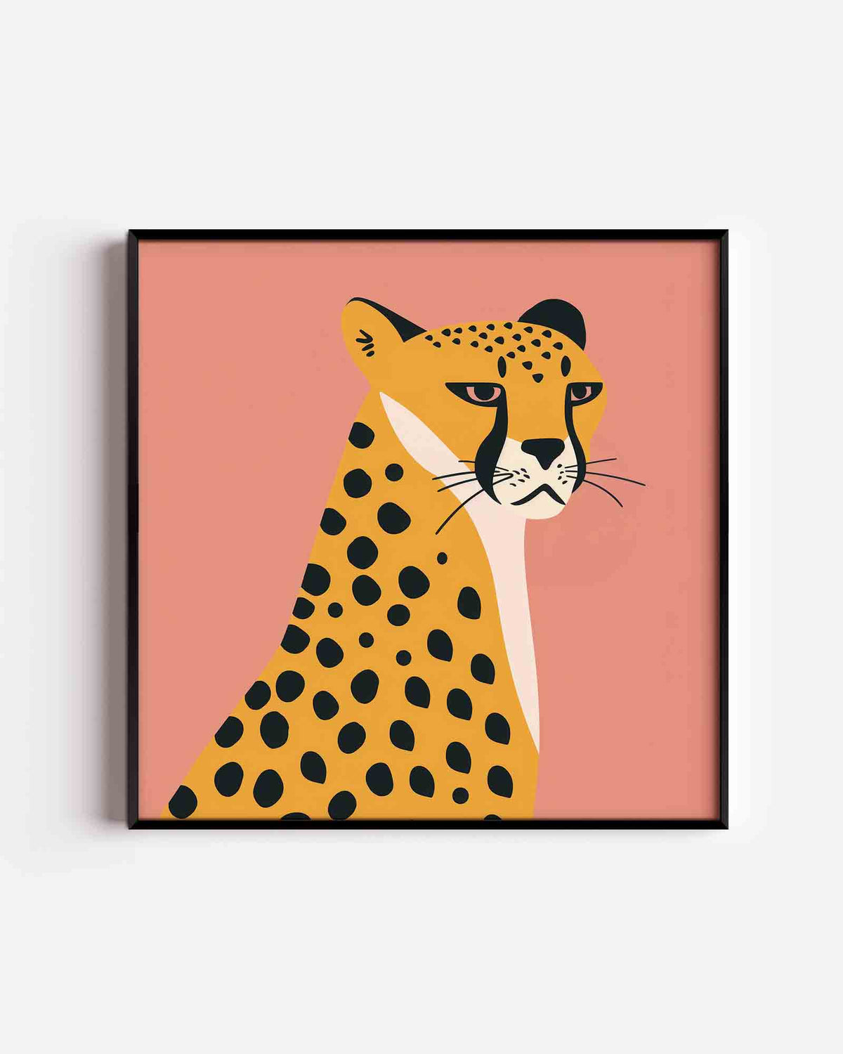 Luipaard op roze – vierkante kinderposter als wanddecoratie