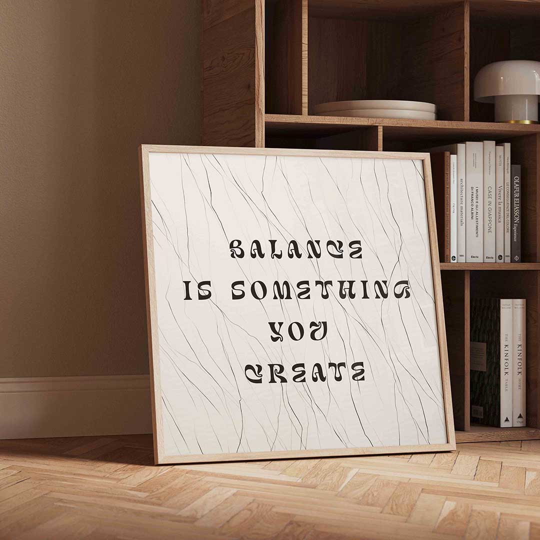 Balance tekst – moderne wandkunst met kleur en vormen als poster