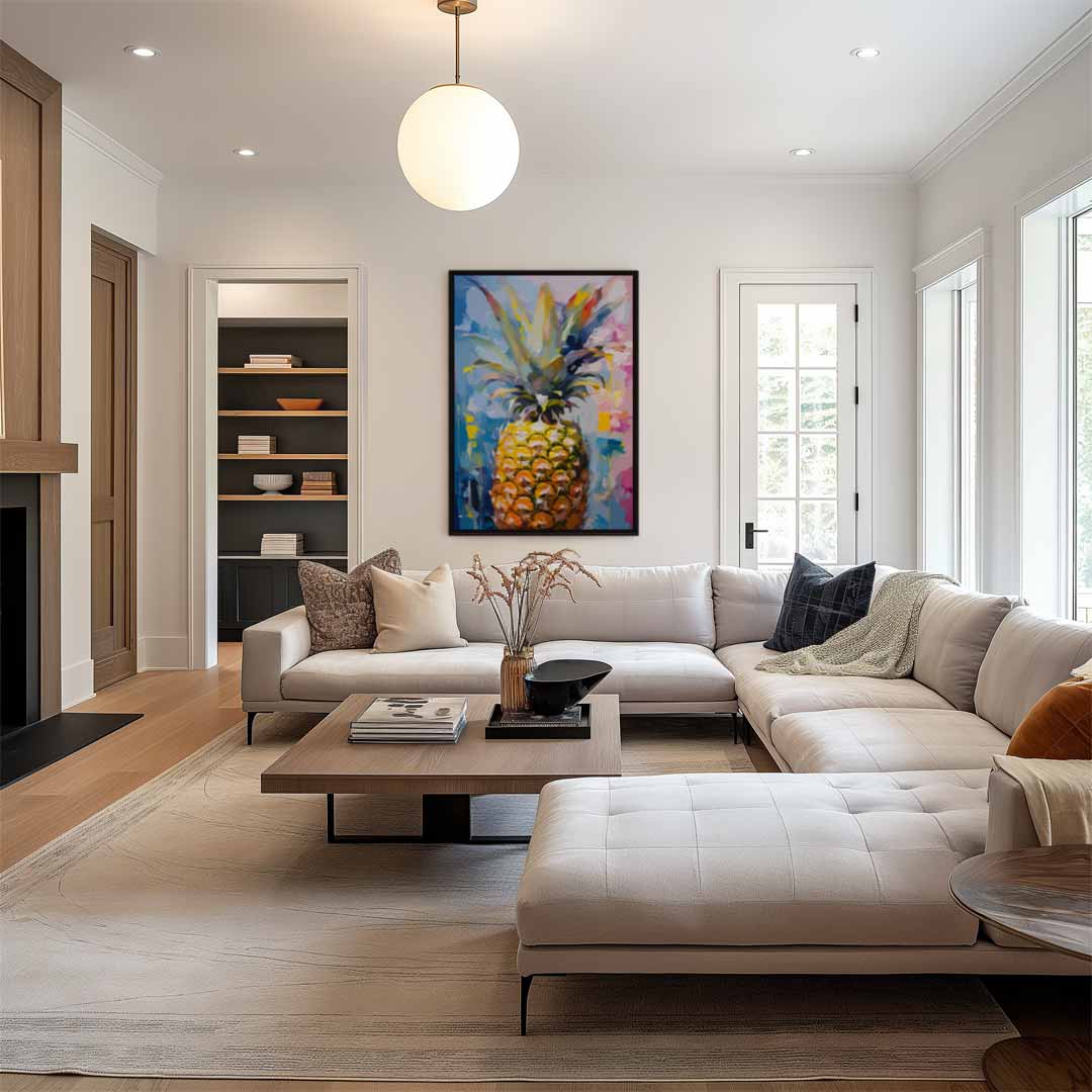 Tropische Ananas Expressie – modern portret kunstwerk van WallArtistic