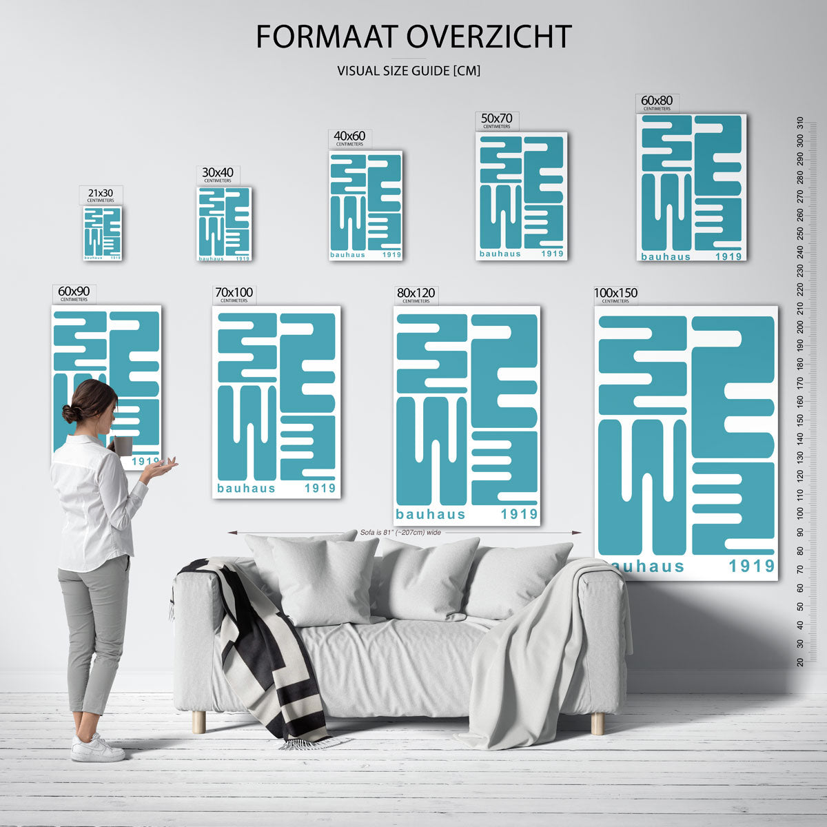 Vorm en lijnenspel – geometrische poster in Bauhaus-stijl van WallArtistic
