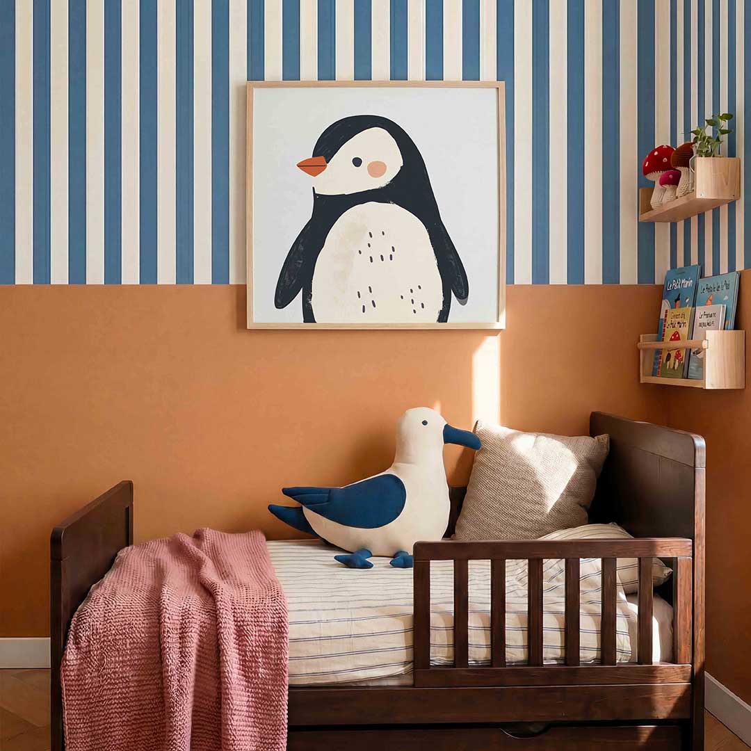 Pinguïn illustratie – kids poster in vierkant formaat