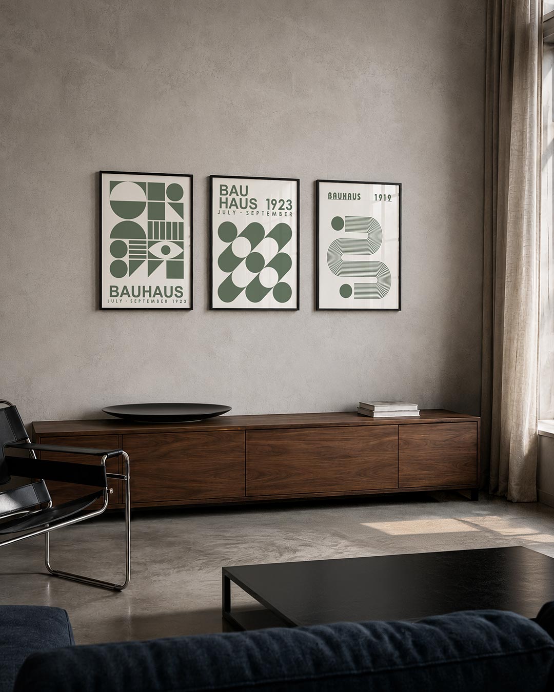 Vormen en vlakken driedelige posterset – deze posterset in drie delen toont een speelse mix van cirkels, halve cirkels