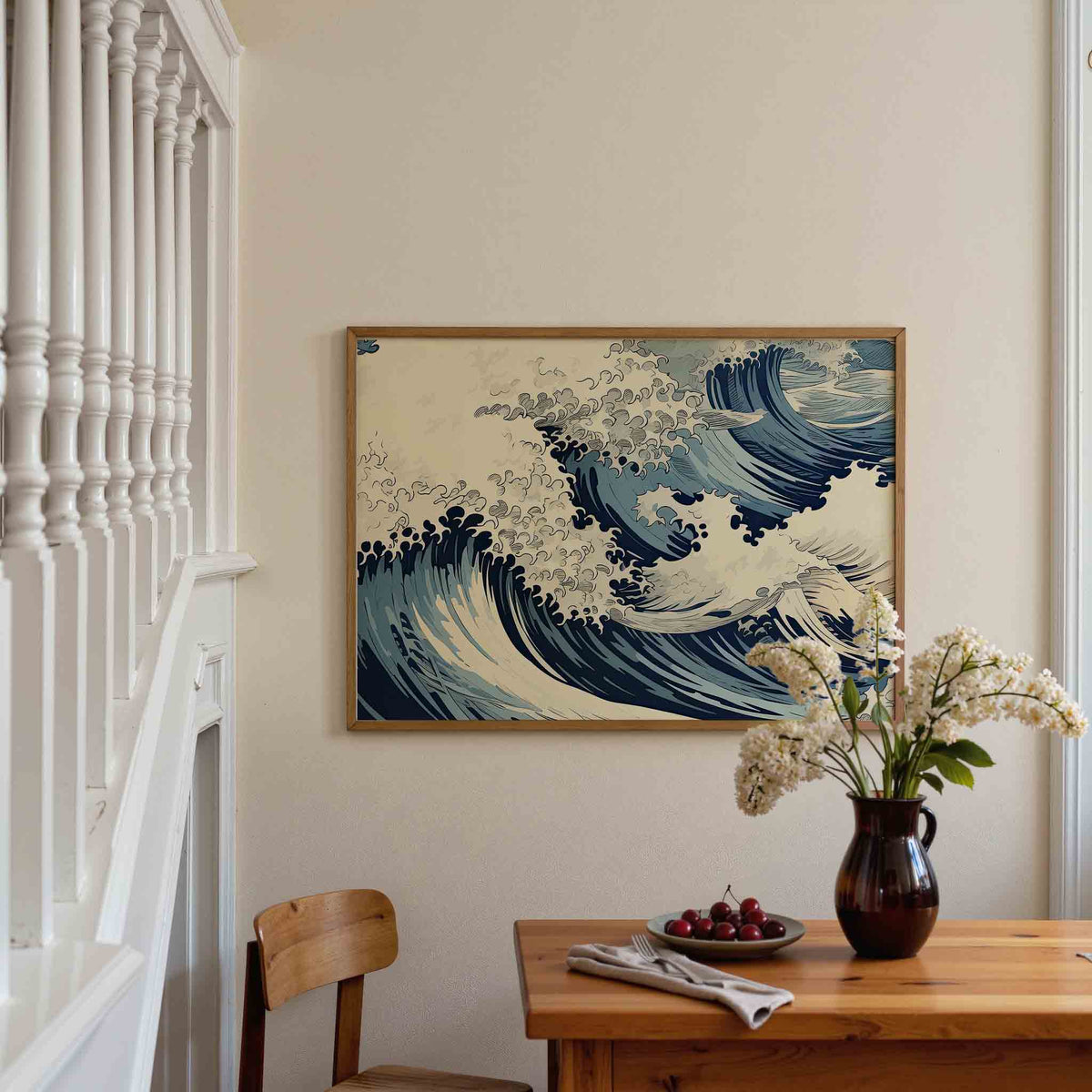 Golvende zee – liggende illustratie poster als wanddecoratie