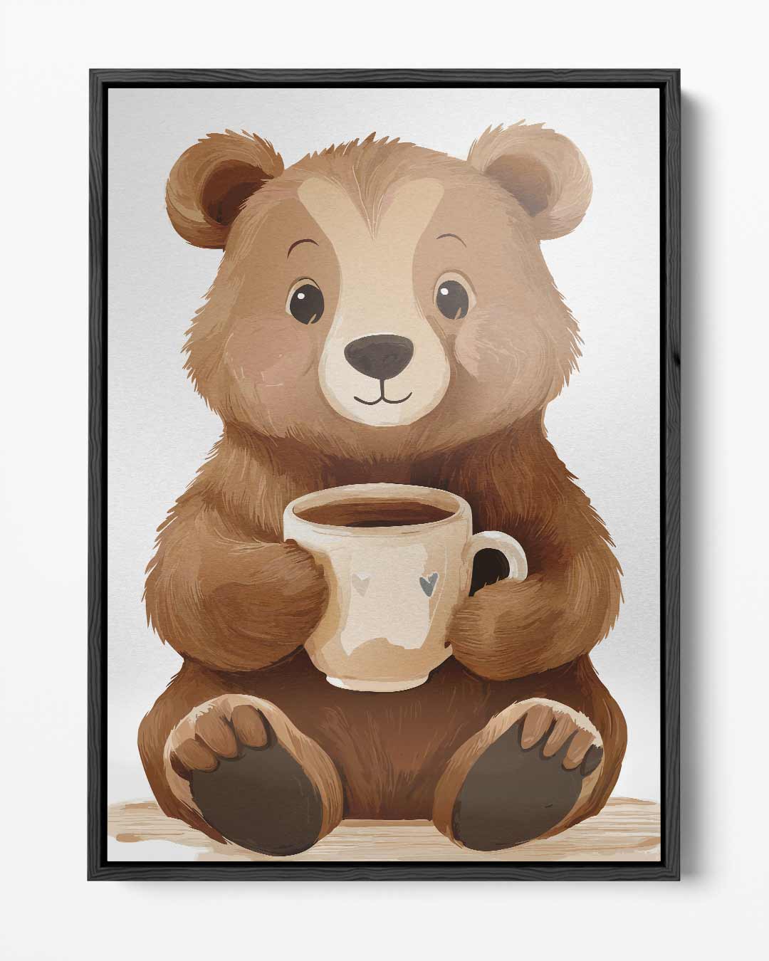 Schattige Beer Met Mok – portret kunstwerk als wanddecoratie