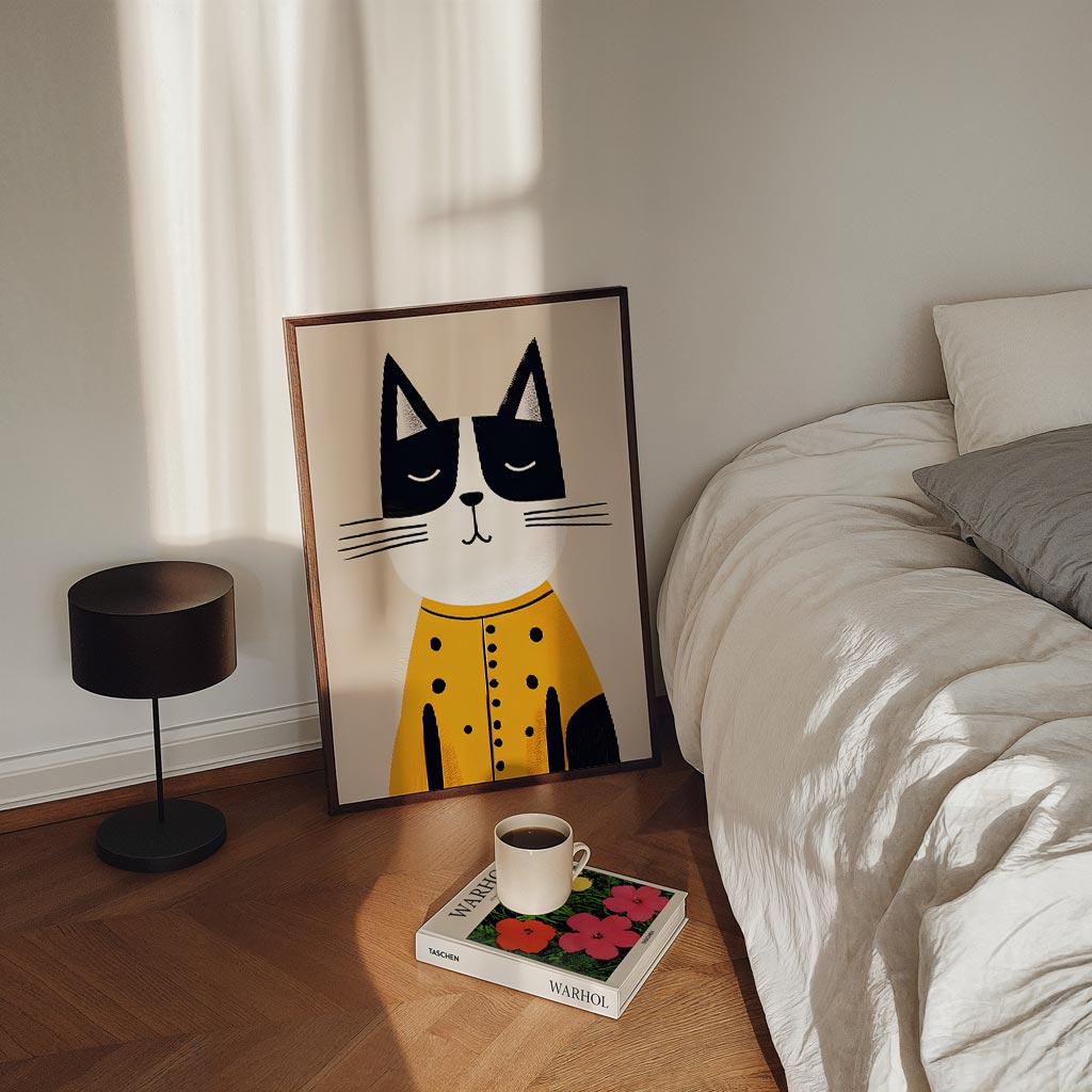 Stijlvolle Kat Illustratie – staande kinderkamer wanddecoratie van WallArtistic