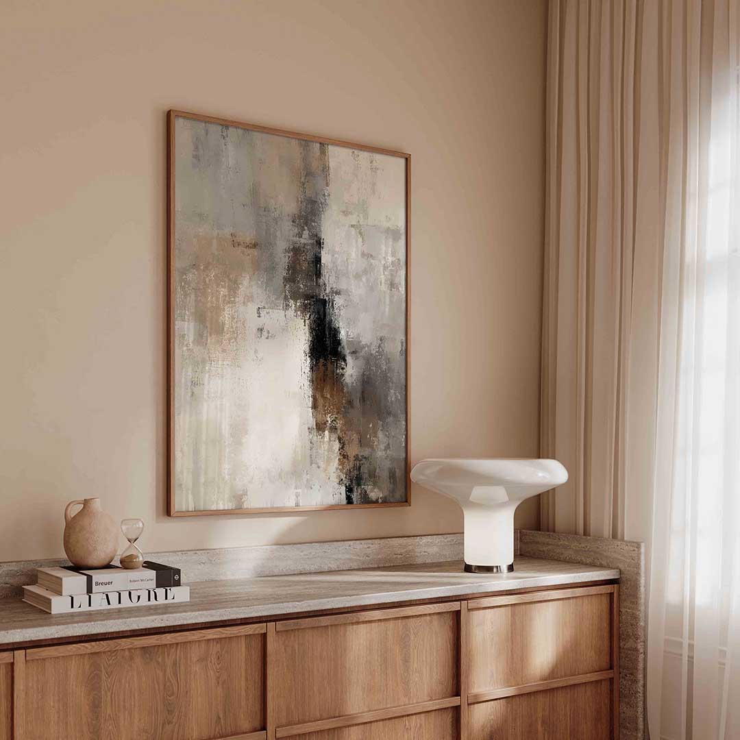 Abstracte beige en grijze – textuur poster in staand formaat