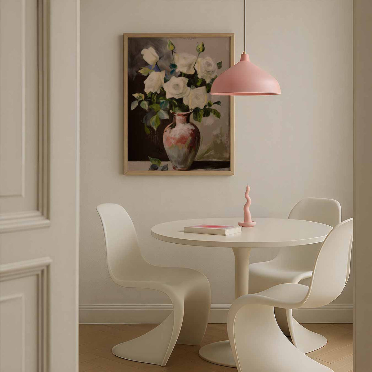Elegante Witte Rozen – bloemen poster in staand formaat