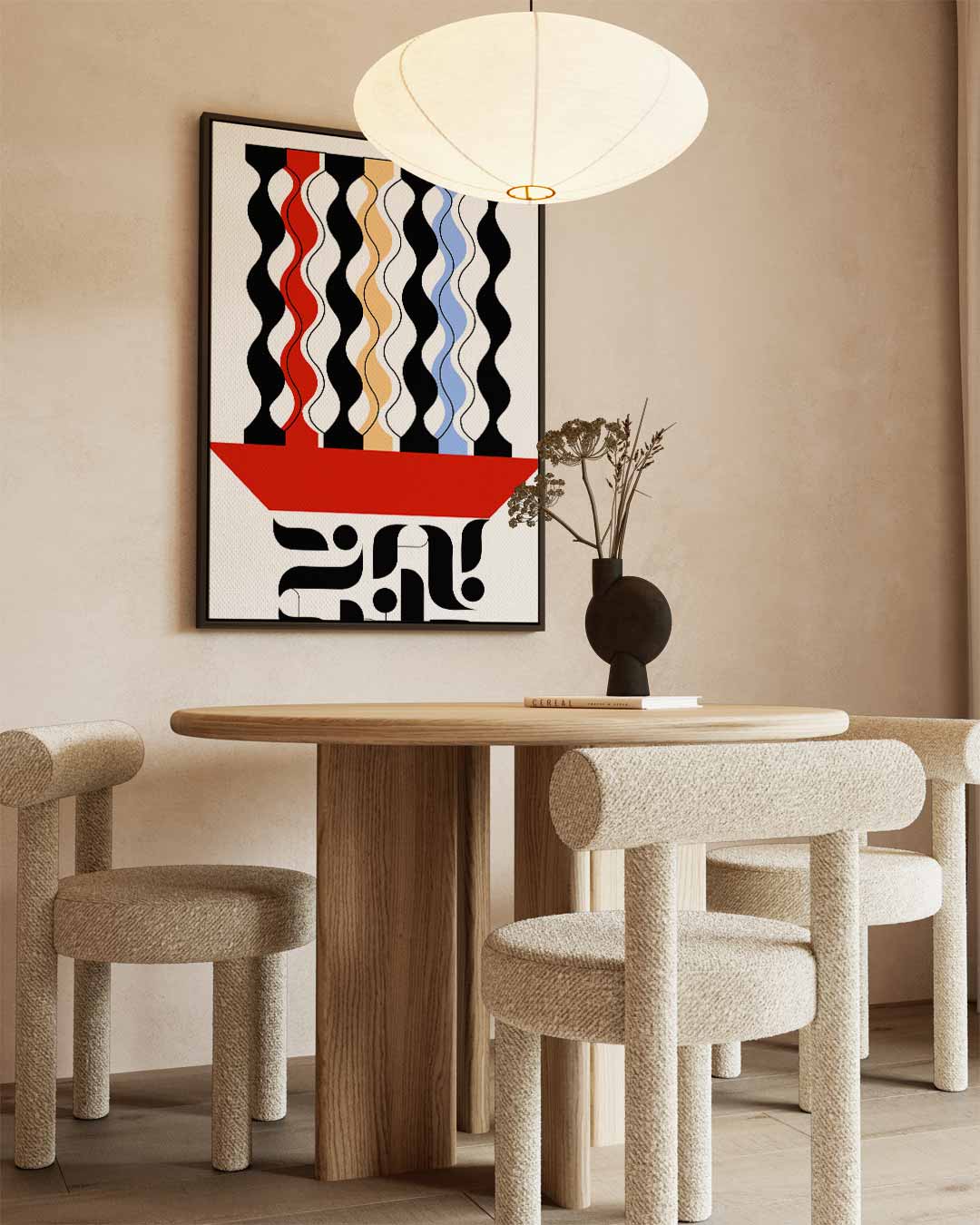 Golvende Harmonie – kunstwerk met zwarte baklijst