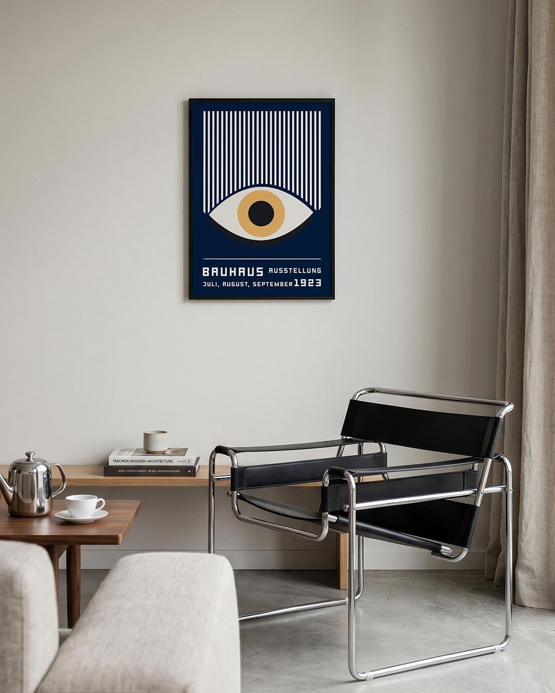 Lijnen en oog – geometrische Bauhaus poster in staand formaat