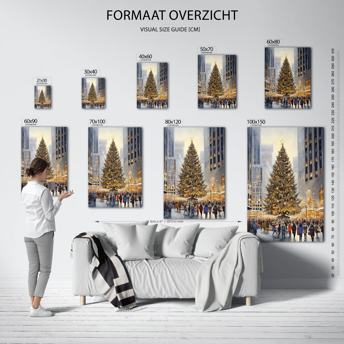 Kerstboom in stadsplein – staande muurposter voor kerst