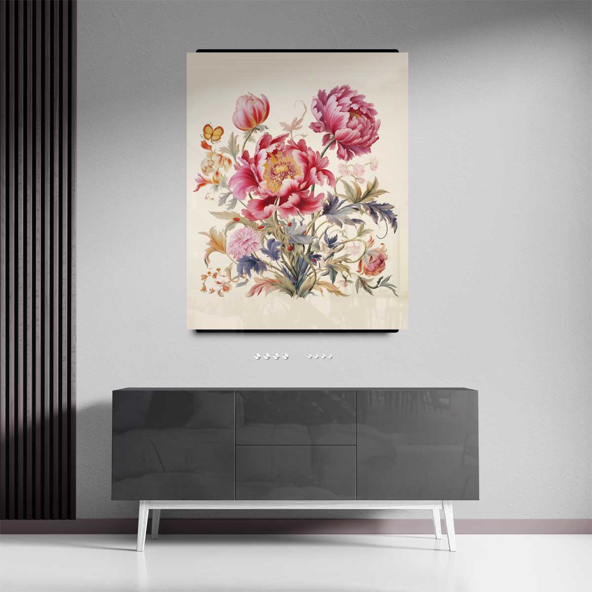 Bloemenpracht met Vlinder – portret wandkunst van WallArtistic