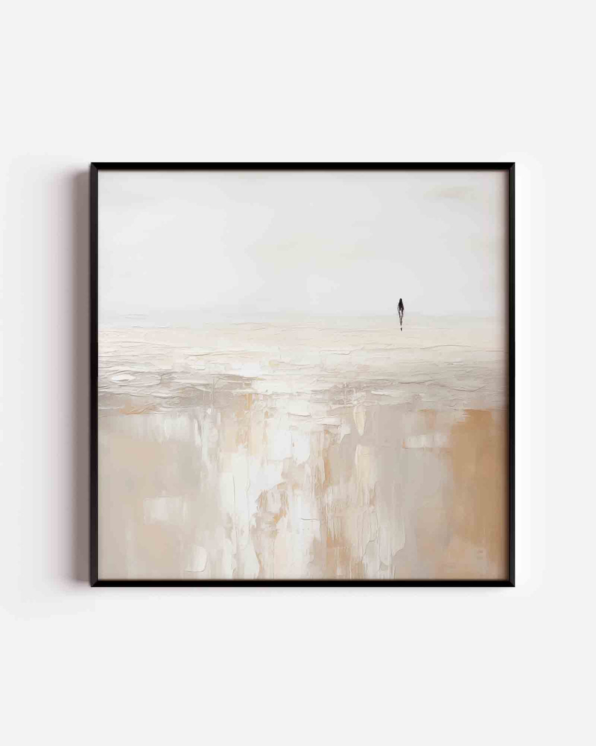 Eenzaam figuur op horizon – abstracte vierkante poster als wanddecoratie