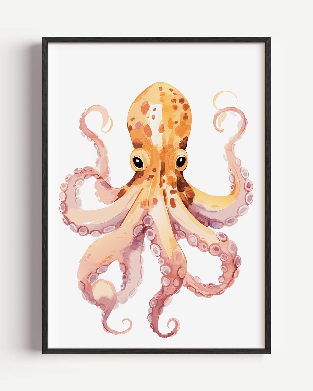 Vrolijke Octopus Kunstposter – dieren portret poster als wanddecoratie