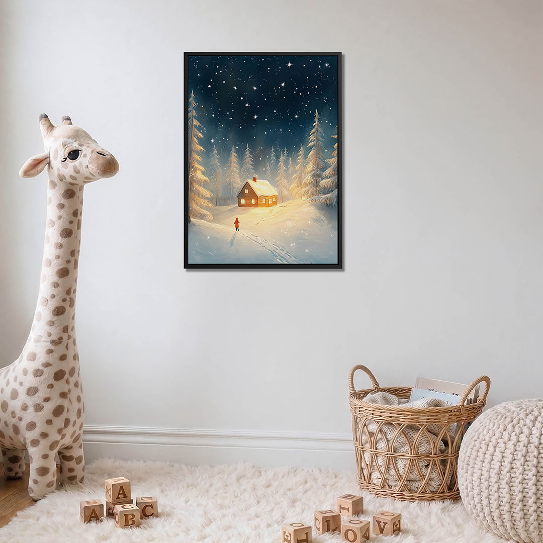 Winterse nacht – moderne staande wandkunst