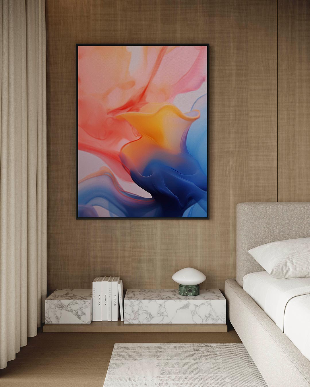 Vloeiende kleuren – Staande wanddecoratie – kunstwerk op canvas, dibond of plexiglas