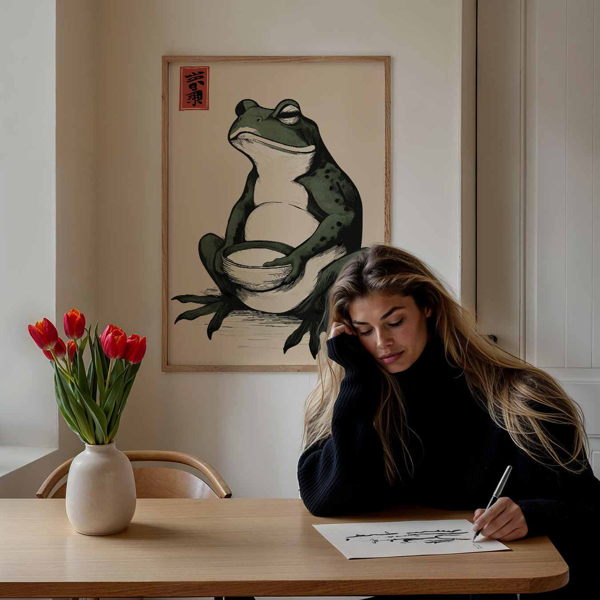 Rustgevende Kikker – staande dieren wanddecoratie van WallArtistic