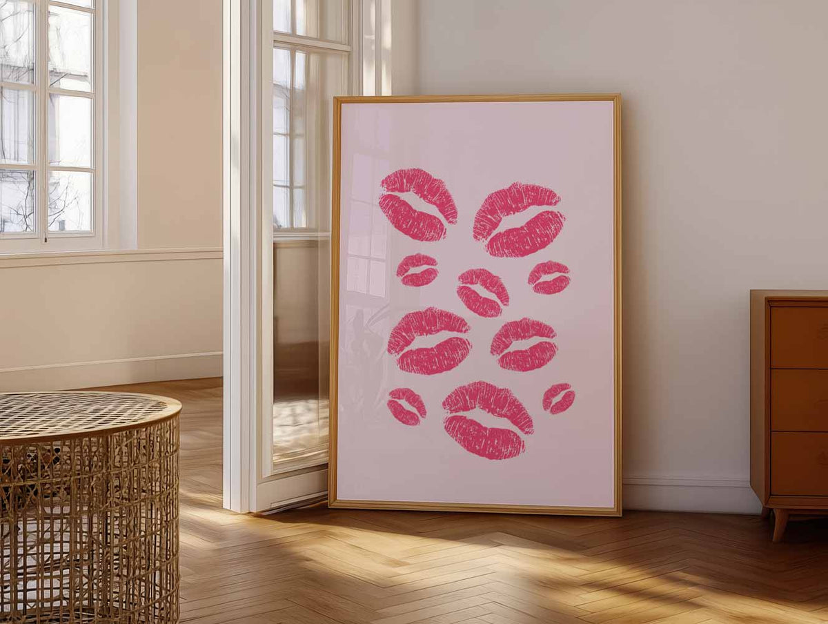 Speelse Lippenafdrukken – vrolijke paasillustratie als portret poster