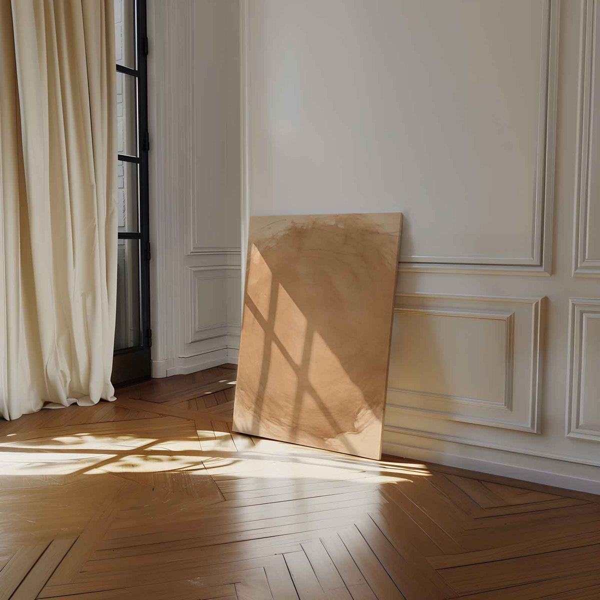 Zachte Okratonen Waterverf – canvas wanddecoratie in portret formaat