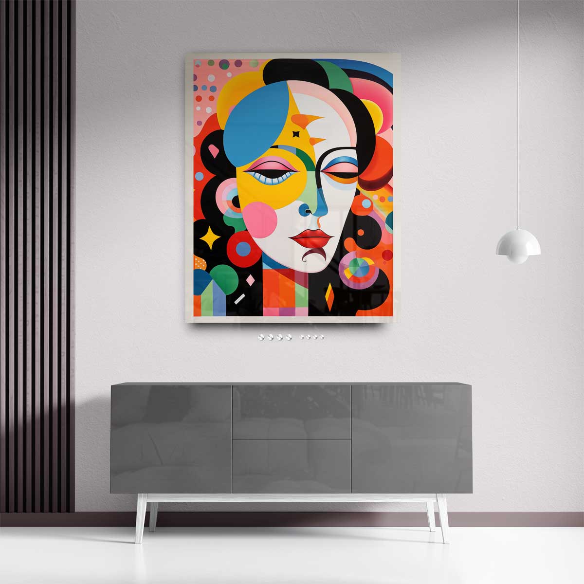 Kleurrijke Dromenportret – plexiglas kunstwerk als wanddecoratie