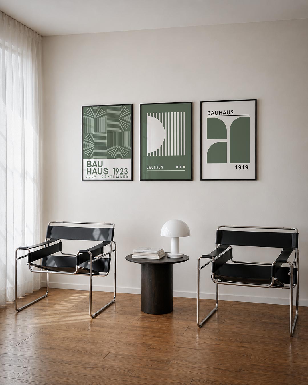 Lijnen en vormen posterset – tweede productweergave – deze posterset in drie delen toont een spel van gebogen en rechte