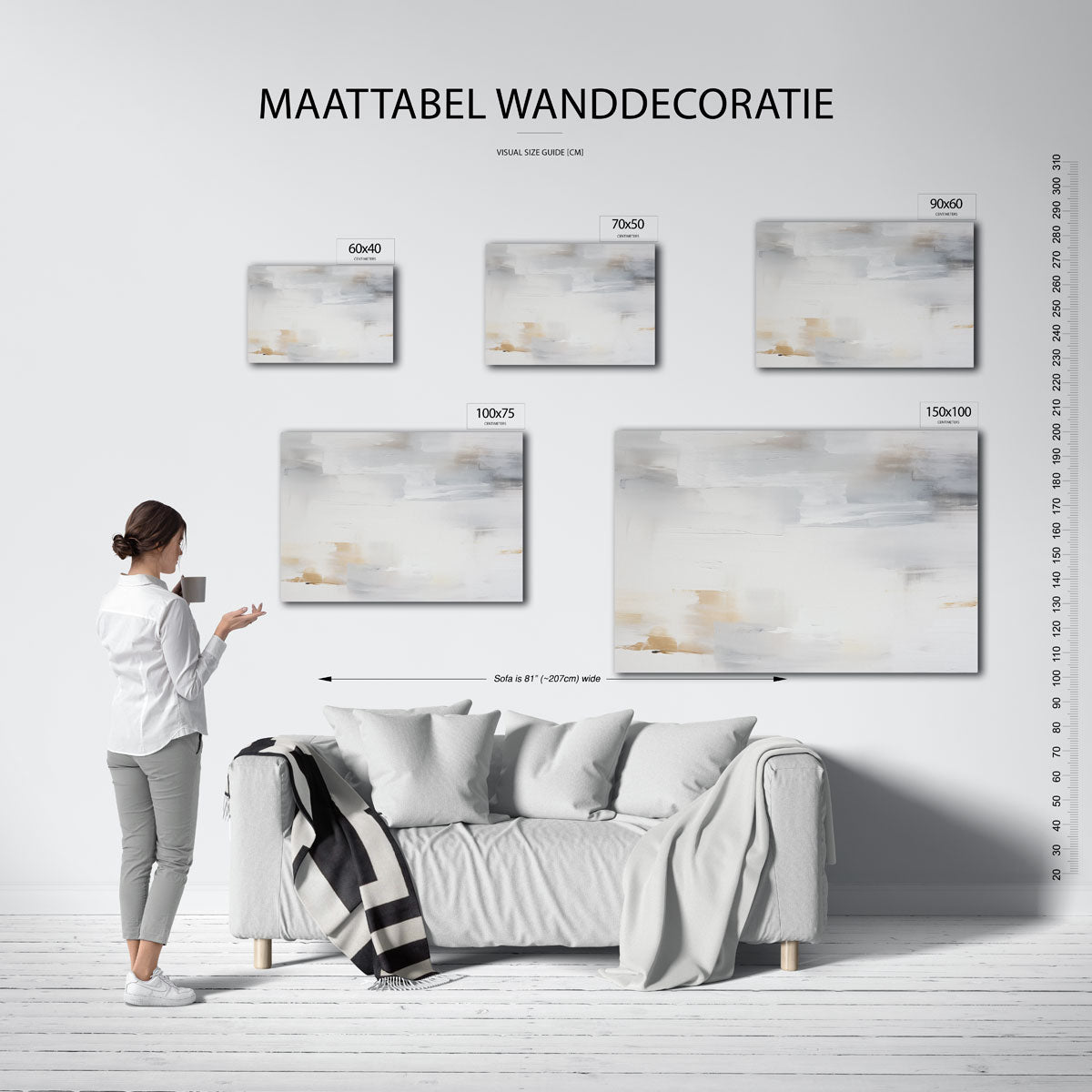 Rustige kleurenmix – moderne liggende wandkunst