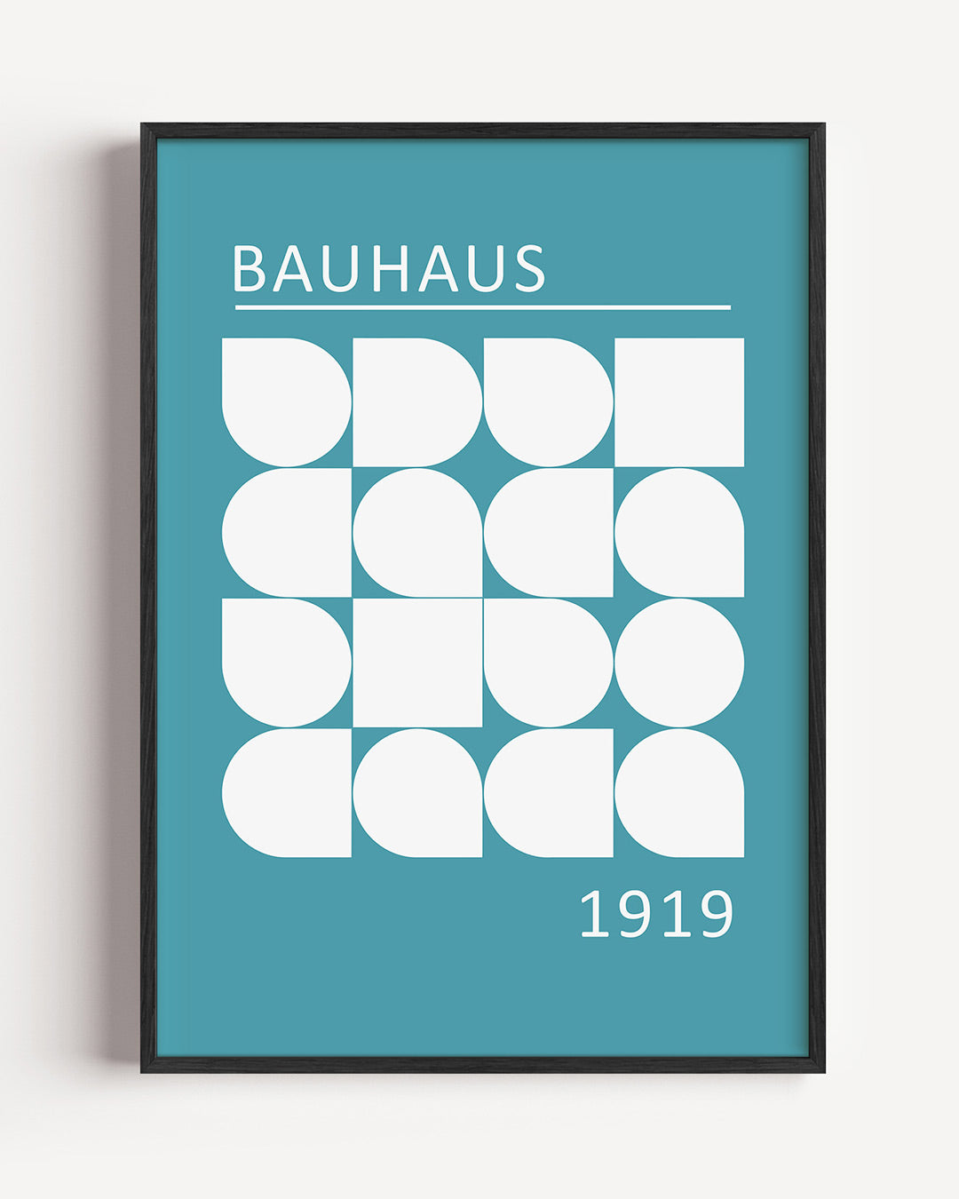 Vormritme en kleur – staande Bauhaus poster als wanddecoratie