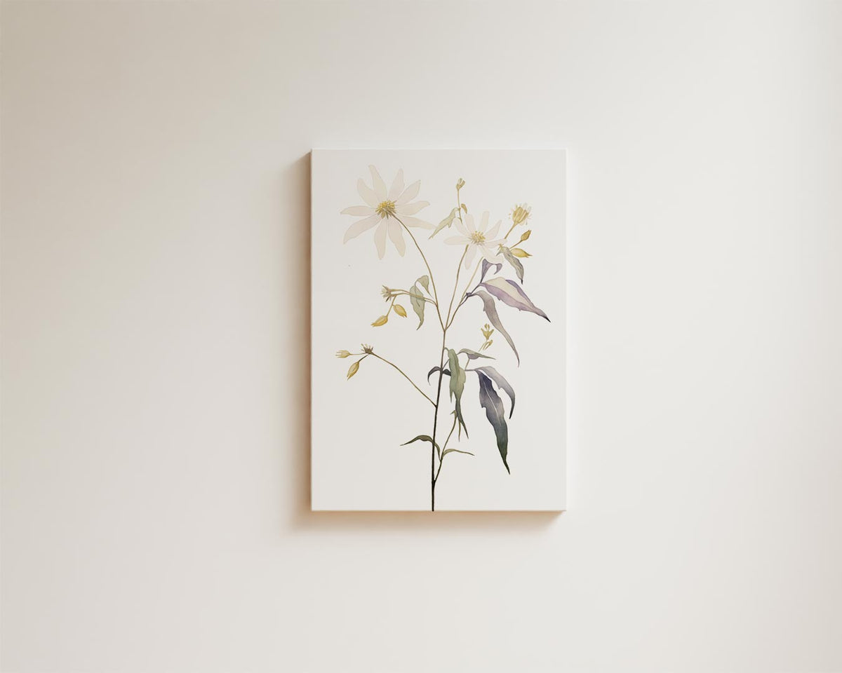 Zachte Bloemenpracht in Waterverf – kunstwerk met zwarte baklijst